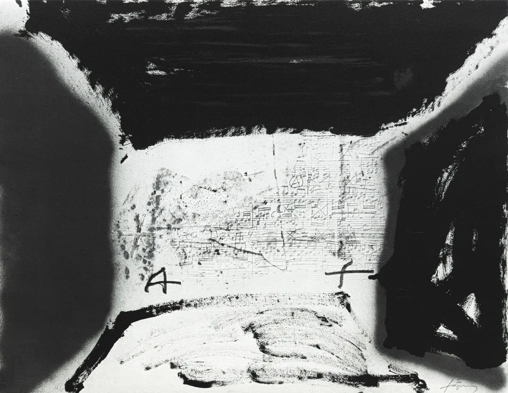 Lithographie Tàpies - Variation/thème musical 16 
