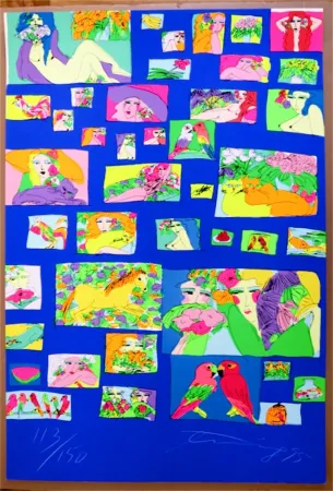 Siebdruck Ting - Things I like (Fond Bleu) 