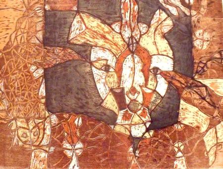 Holzschnitt Toledo - Autoretrato