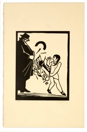 Linolschnitt Topor - Exhibitionniste cubiste