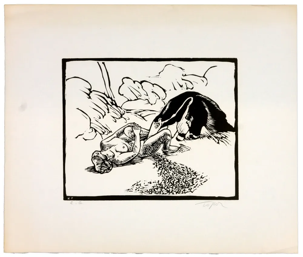 Linolschnitt Topor - Le fourmillier