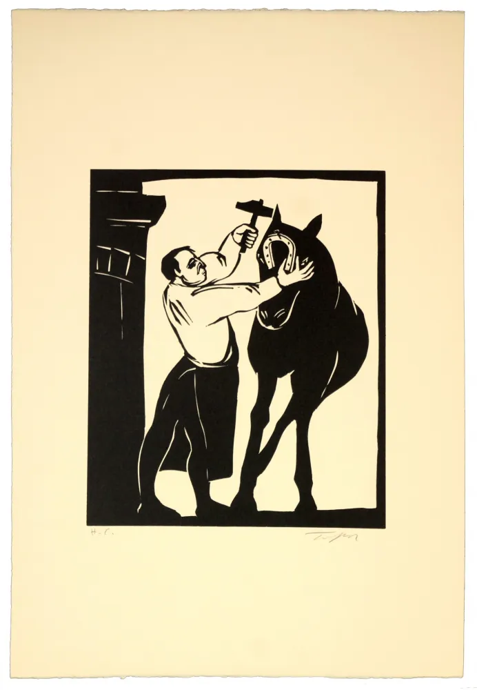 Linolschnitt Topor - Maréchal nous voilà