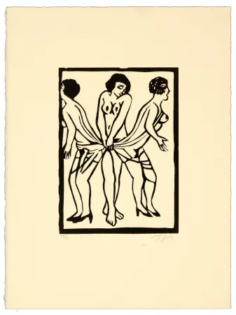 Linolschnitt Topor - Marx sisters