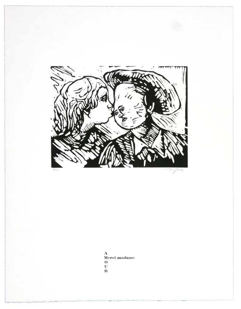 Linolschnitt Topor - Merci madame