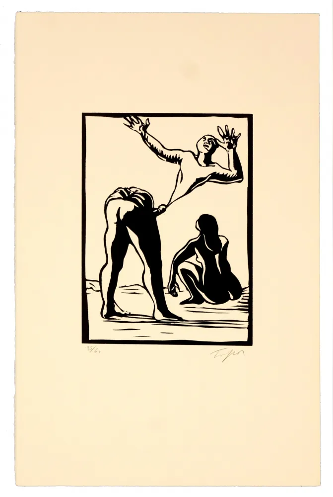 Linolschnitt Topor - Self-made man