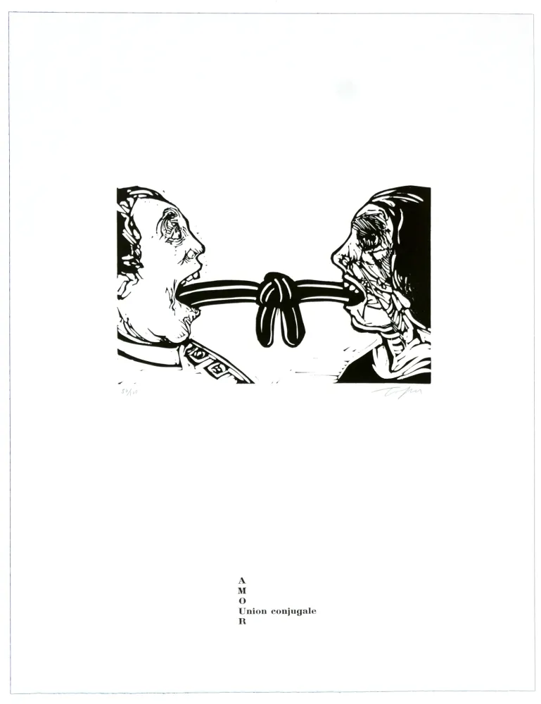 Linolschnitt Topor - Union conjuguale