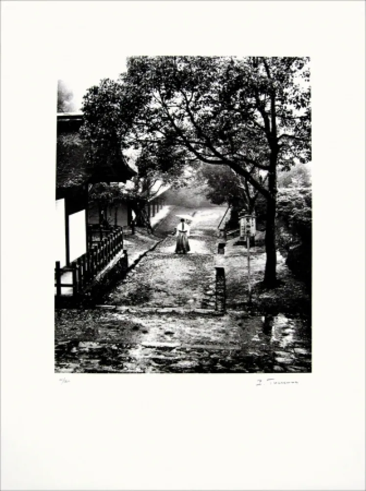Lithographie Tourenne - Promenade dans la brume - Japon