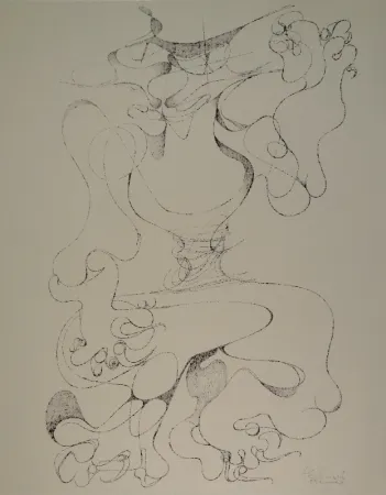 Lithographie Tschumi - Spielkatze