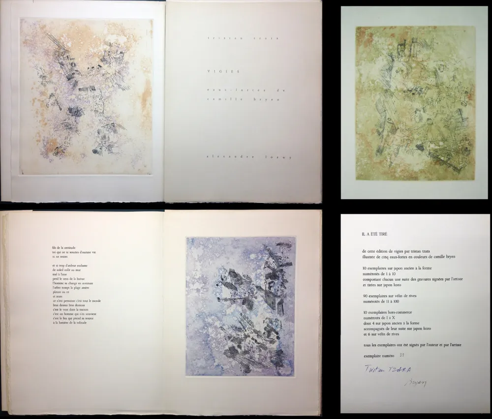 Illustriertes Buch Tzara - VIGIES. 5 eaux-fortes de Camille Bryen (1962).