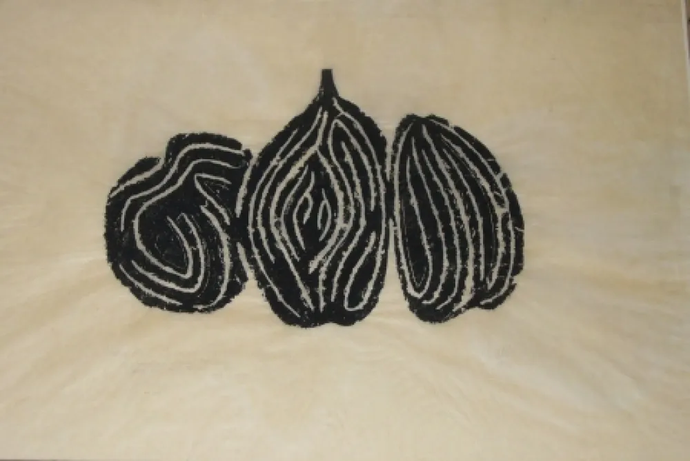 Monotypie Ubac - Les fruits 1 - empreinte ardoise