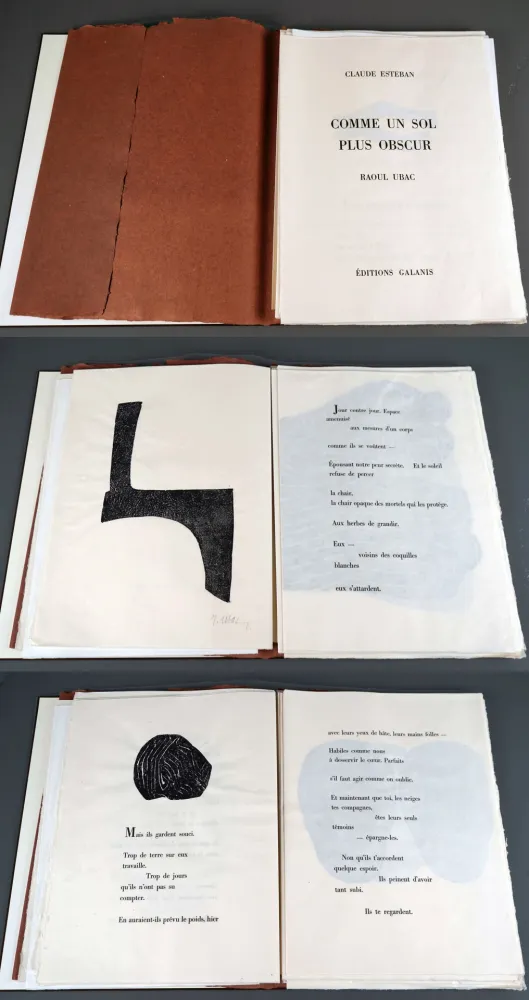 Illustriertes Buch Ubac - R. Esteban. COMME UN SOL PLUS OBSCUR. Avec 14 empreintes d'ardoises de Raoul Ubac (1979)