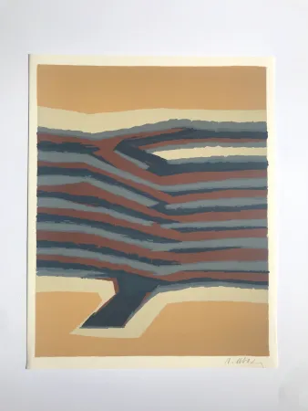 Lithographie Ubac - Voies ferrées (la Terre V)