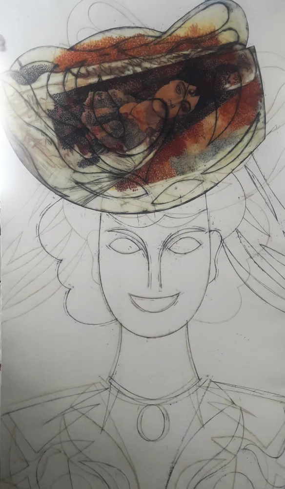 Radierung Und Aquatinta Valdés - Cabeza con sombrero III