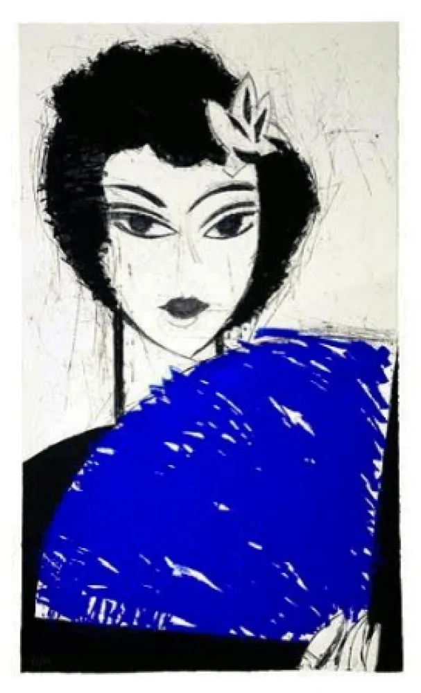 Radierung Und Aquatinta Valdés - La Femme à l'éventail