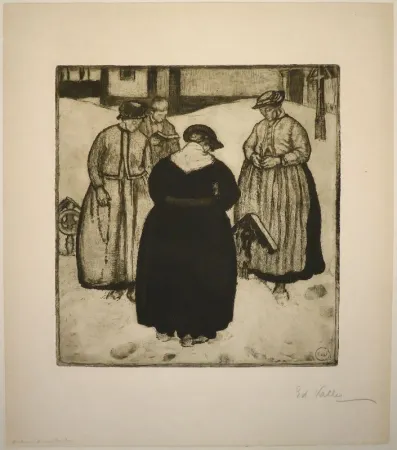 Radierung Und Aquatinta Vallet - Autour d'une tombe