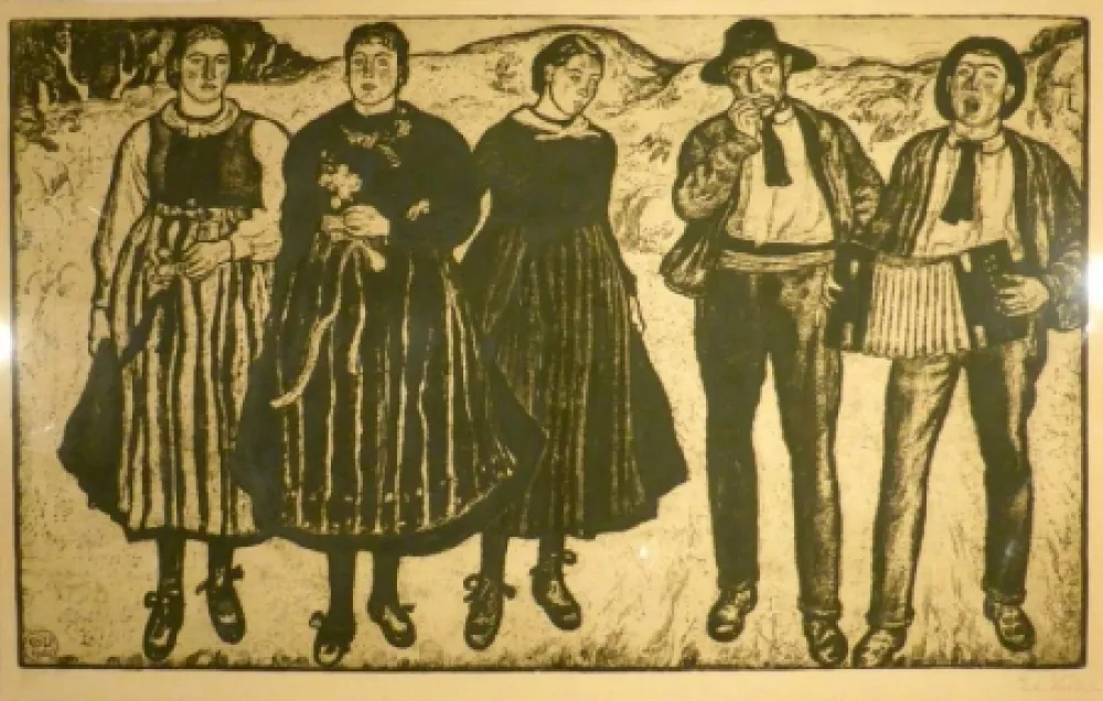 Radierung Vallet - Jour de fête / Festtag