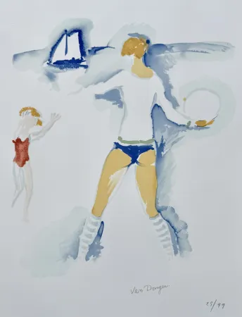 Lithographie Van Dongen -  Femme sur la Plage	