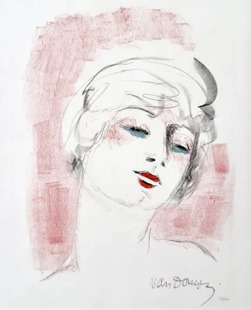 Lithographie Van Dongen - Tête Rouge