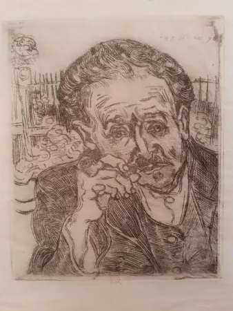 Radierung Van Gogh - L'homme a la pipe (Portrait du Docteur Gachet)
