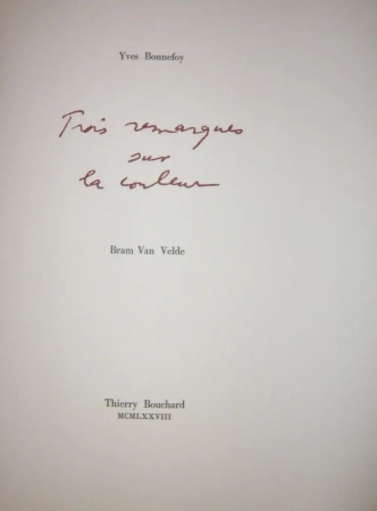 Illustriertes Buch Van Velde - Cinq remarques sur la couleur