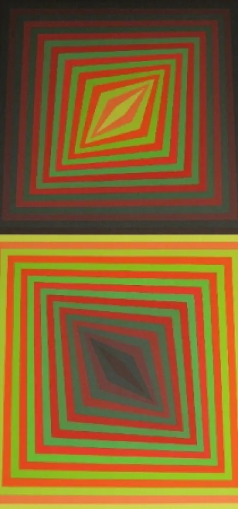 Siebdruck Vasarely - Bi-Rhomb