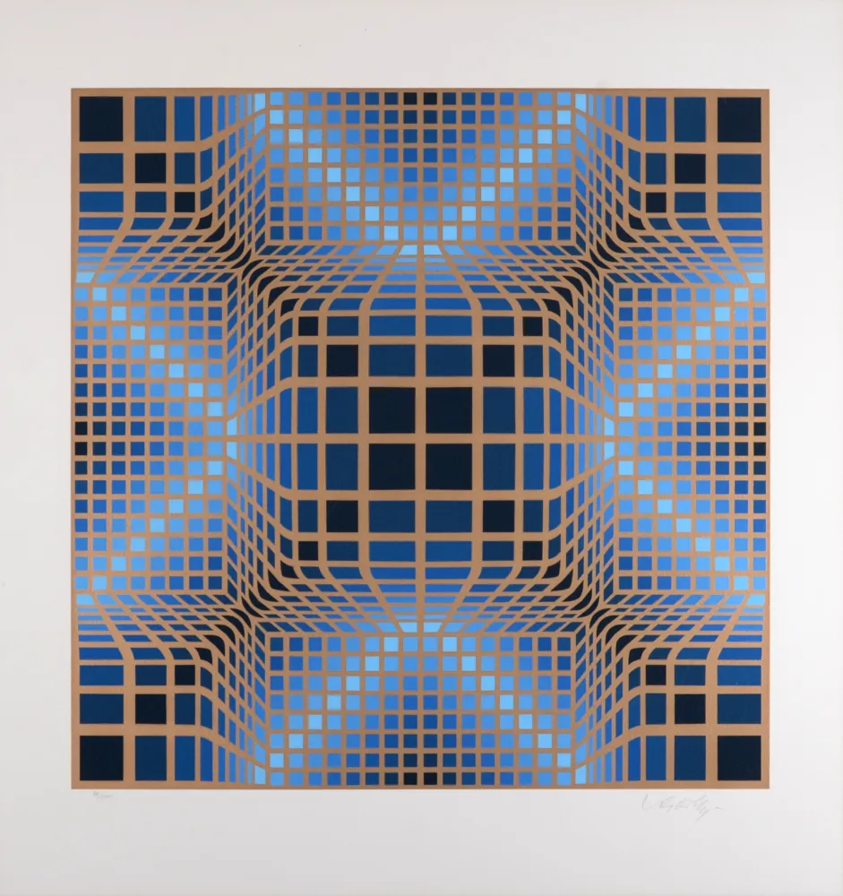 Siebdruck Vasarely - Composition, C. 1970 - Hand-signed & numbered