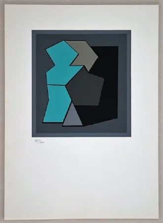 Siebdruck Vasarely - Composition - Geh durch den Spiegel