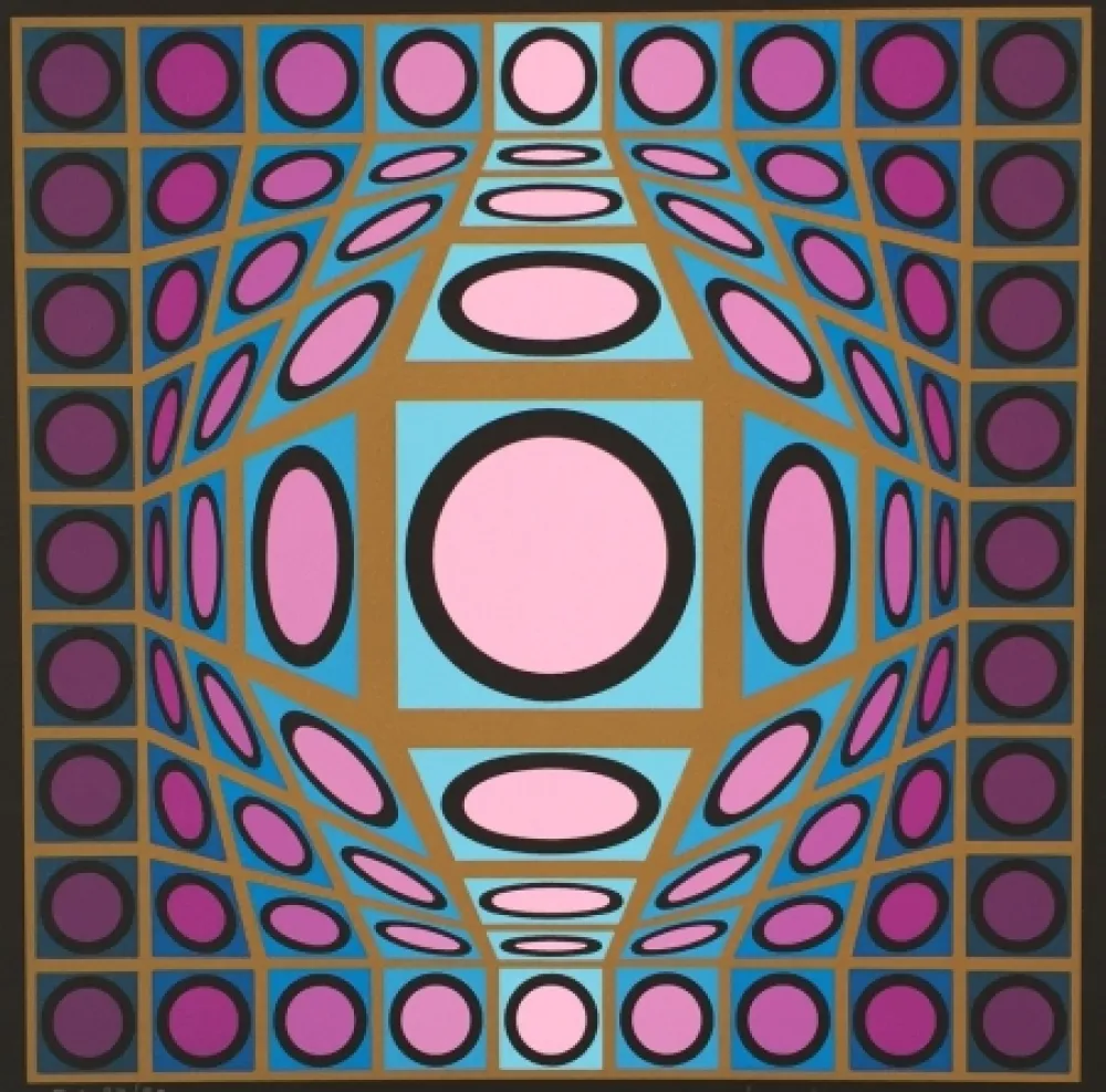 Siebdruck Vasarely - Composition Microcosmos IV