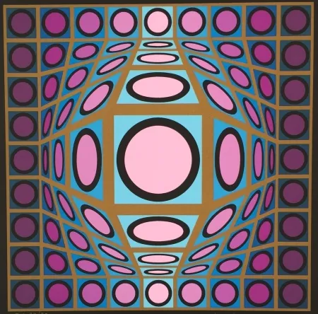 Siebdruck Vasarely - Composition Microcosmos IV