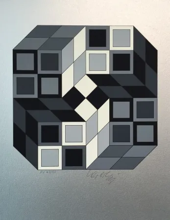 Siebdruck Vasarely - Composition Silver