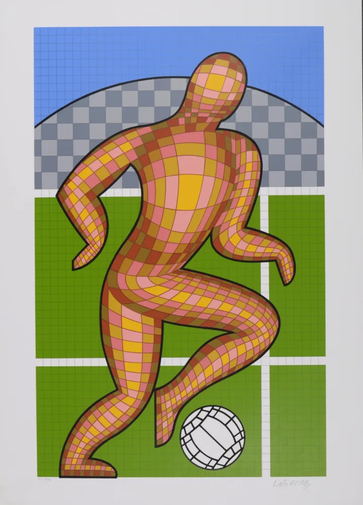 Siebdruck Vasarely - Foot (Soccer player), 1997 - Hand-signed !