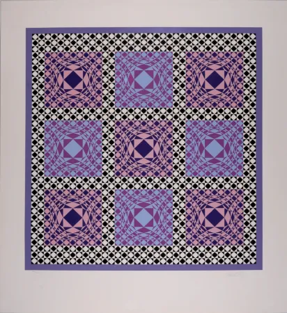 Siebdruck Vasarely - Jatek, 1986 - Large original silkscreen - Hand-signed & numbered!