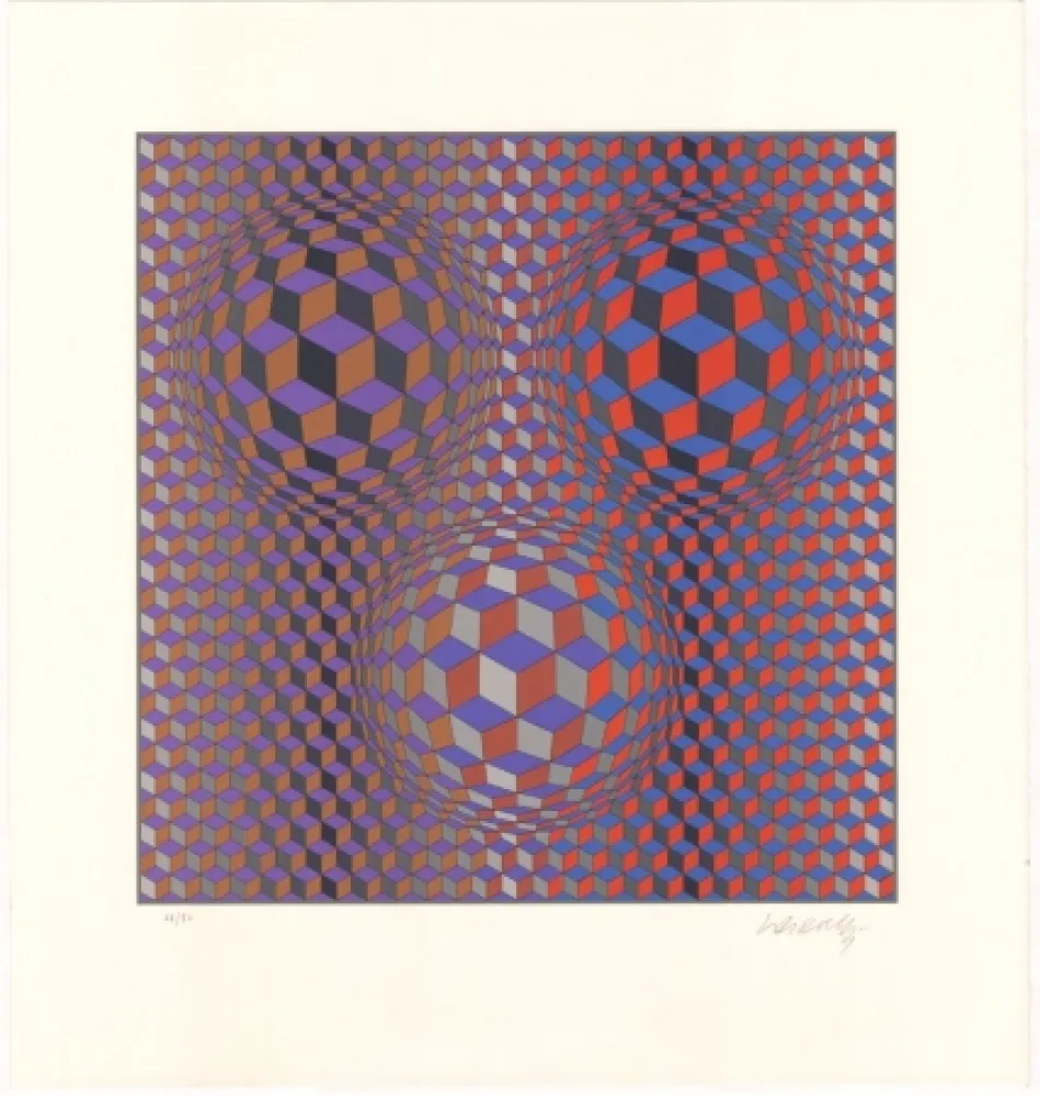 Lithographie Vasarely - Konjunktion