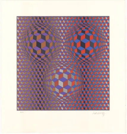 Lithographie Vasarely - Konjunktion