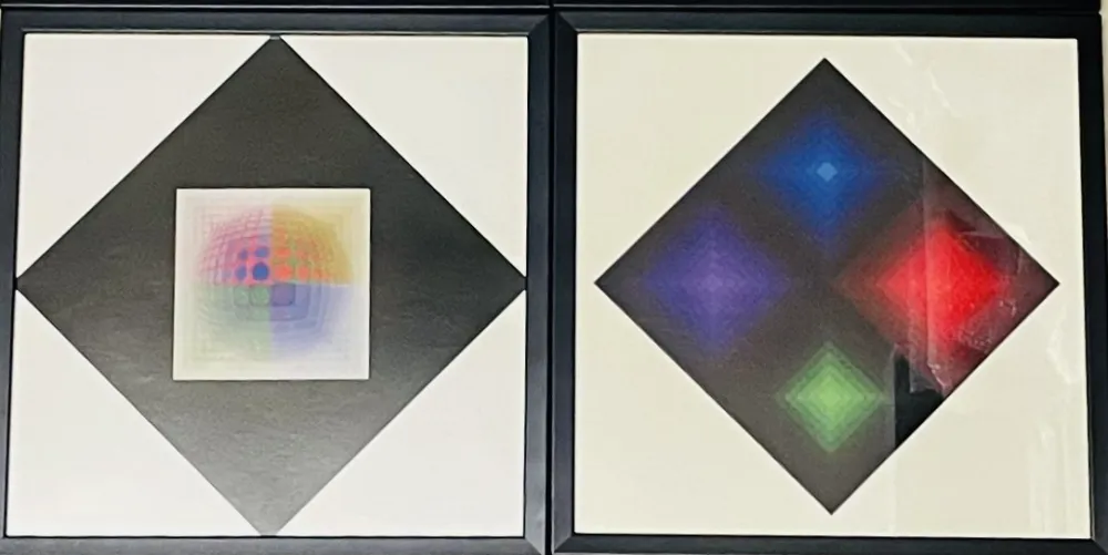 Siebdruck Vasarely - Lot Sérigraphies encadrés