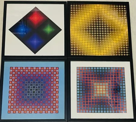 Siebdruck Vasarely - Lot Sérigraphies encadrés