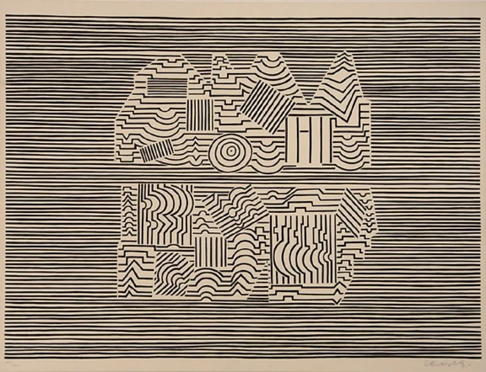 Siebdruck Vasarely - Meandre