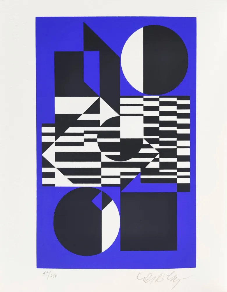 Siebdruck Vasarely - OB-Bleu
