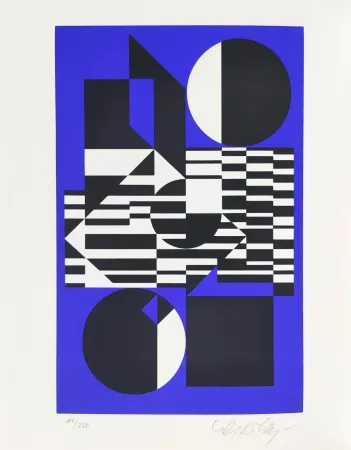 Siebdruck Vasarely - OB-Bleu