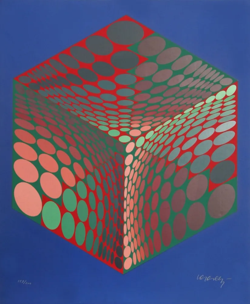 Siebdruck Vasarely - Parmenide (Red, Green, & Blue)