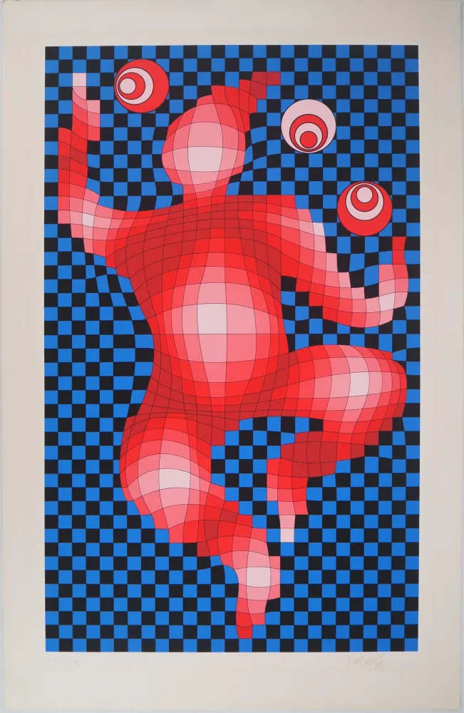 Siebdruck Vasarely - Personnage cinétique