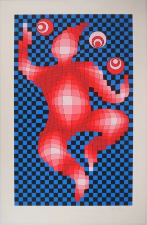 Siebdruck Vasarely - Personnage cinétique