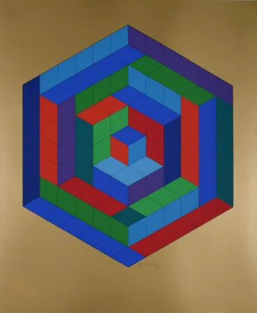 Siebdruck Vasarely - Sin-Hat-A, c. 1974 - Hand-signed!