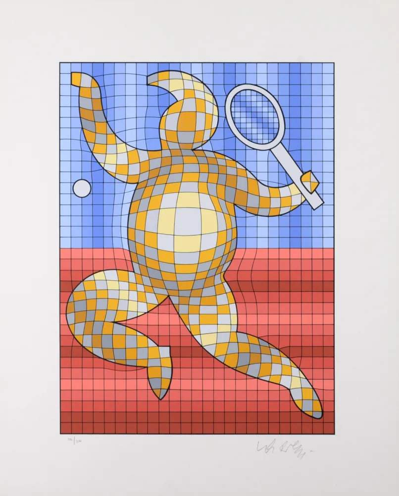 Siebdruck Vasarely - Tennis player, 1987 - Hand-signed!