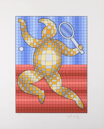 Siebdruck Vasarely - Tennis player, 1987 - Hand-signed!