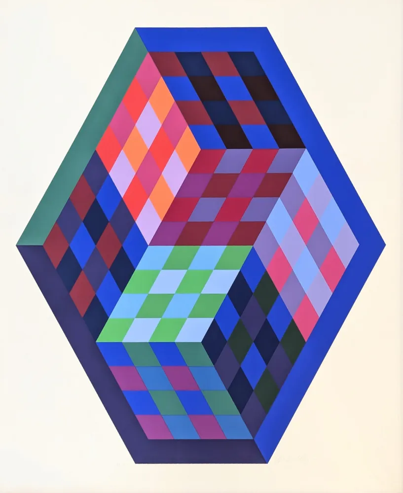 Siebdruck Vasarely - Tridim 