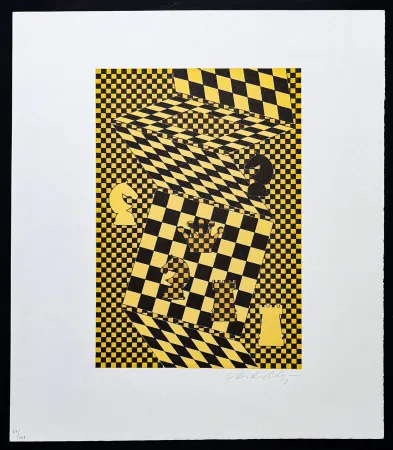 Lithographie Vasarely - Victor Vasarely (1906–1997) - ECHIQUIER - Lithograph on BFK Rives paper - 1935