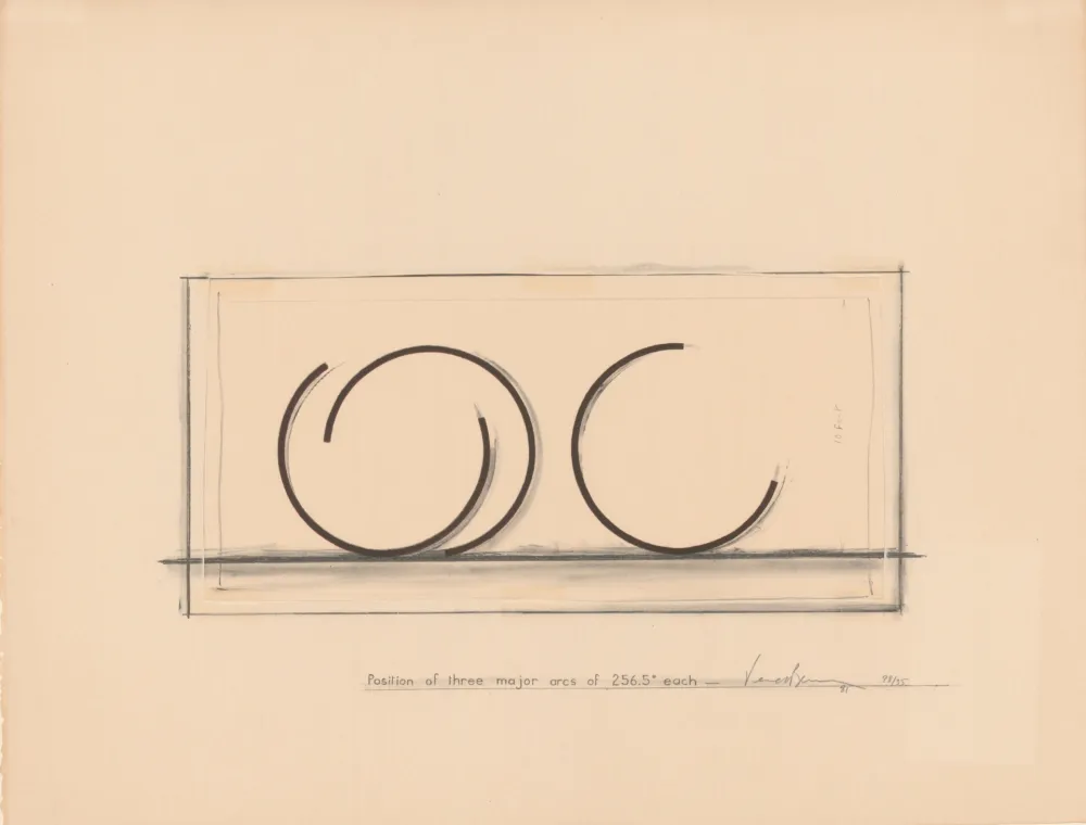 Lithographie Venet - Position of three major arcs of 265.5° each
