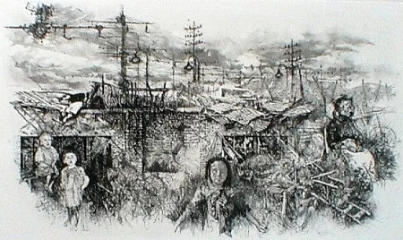 Radierung Und Aquatinta Vespignani - Borgata romana