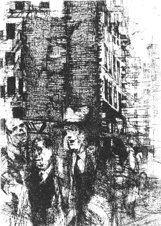 Radierung Vespignani - Passanti